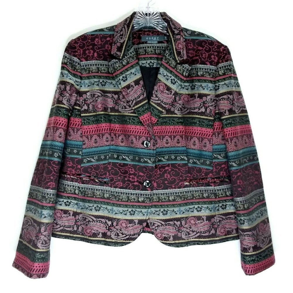 Koret Petite Women's Vintage Tapestry Print Blazer
